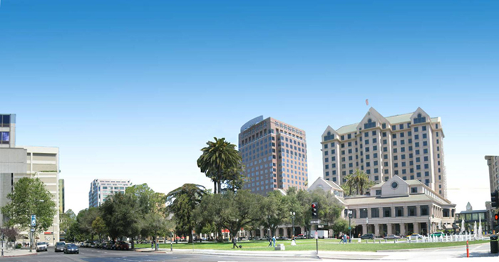 Downtown street in the City of San Jose, County of Santa Clara